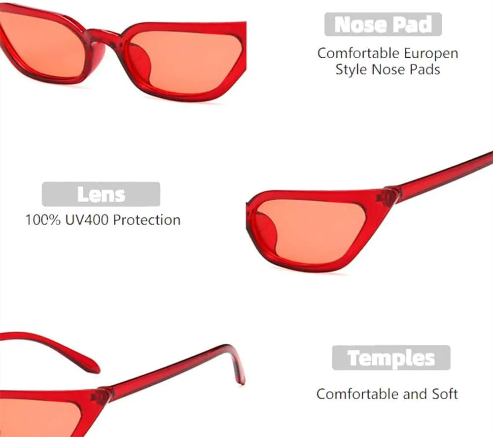 Trendy Small Cat Eye Sunglasses For Women Sexy Transparent Red Sun Glasses Women Vintage UV400 Eyeglasses