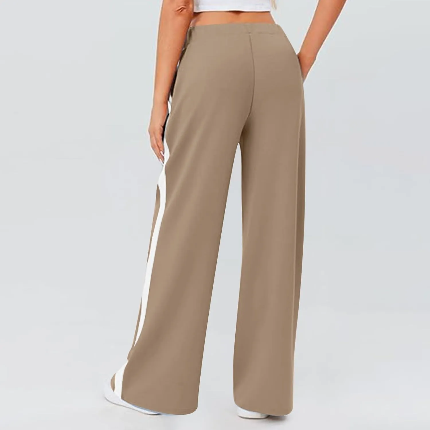 Trendy Sweatpants for Women 2024 Colorblock High Waisted Wide Leg Sweatpants Baggy Casual Elastic Waist Fall Pants