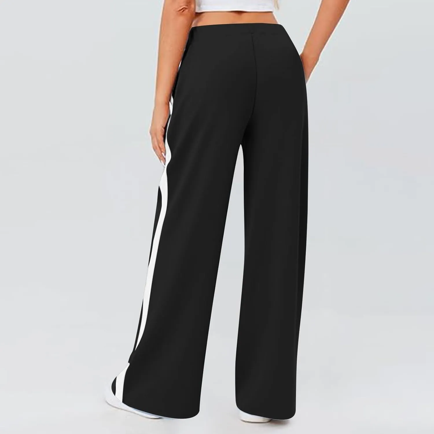 Trendy Sweatpants for Women 2024 Colorblock High Waisted Wide Leg Sweatpants Baggy Casual Elastic Waist Fall Pants
