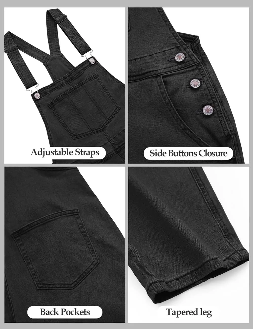 Vetinee Womens Classic Adjustable Straps Pockets Denim Bib Overalls Jeans Pants