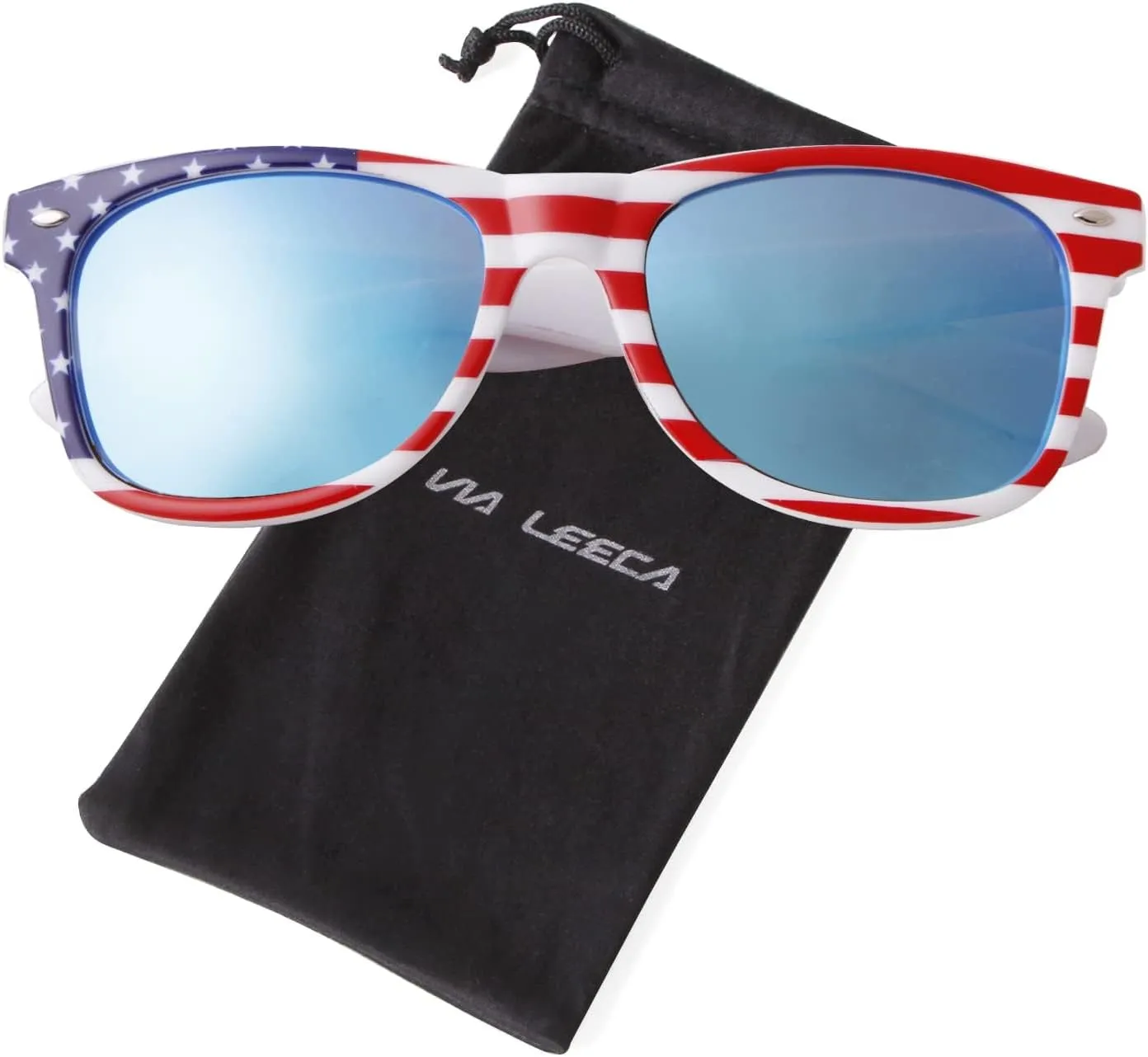 VIA LEECA Polarized Sunglasses for Women Men, Classic Retro Mirrored Reflective Square Designer Style Sun Glasses