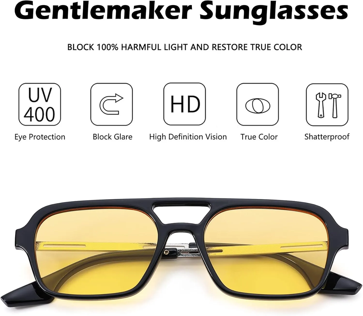 Vintage 70s Aviator Sunglasses for Women and Men Square Flat Shades with UV400 Protection