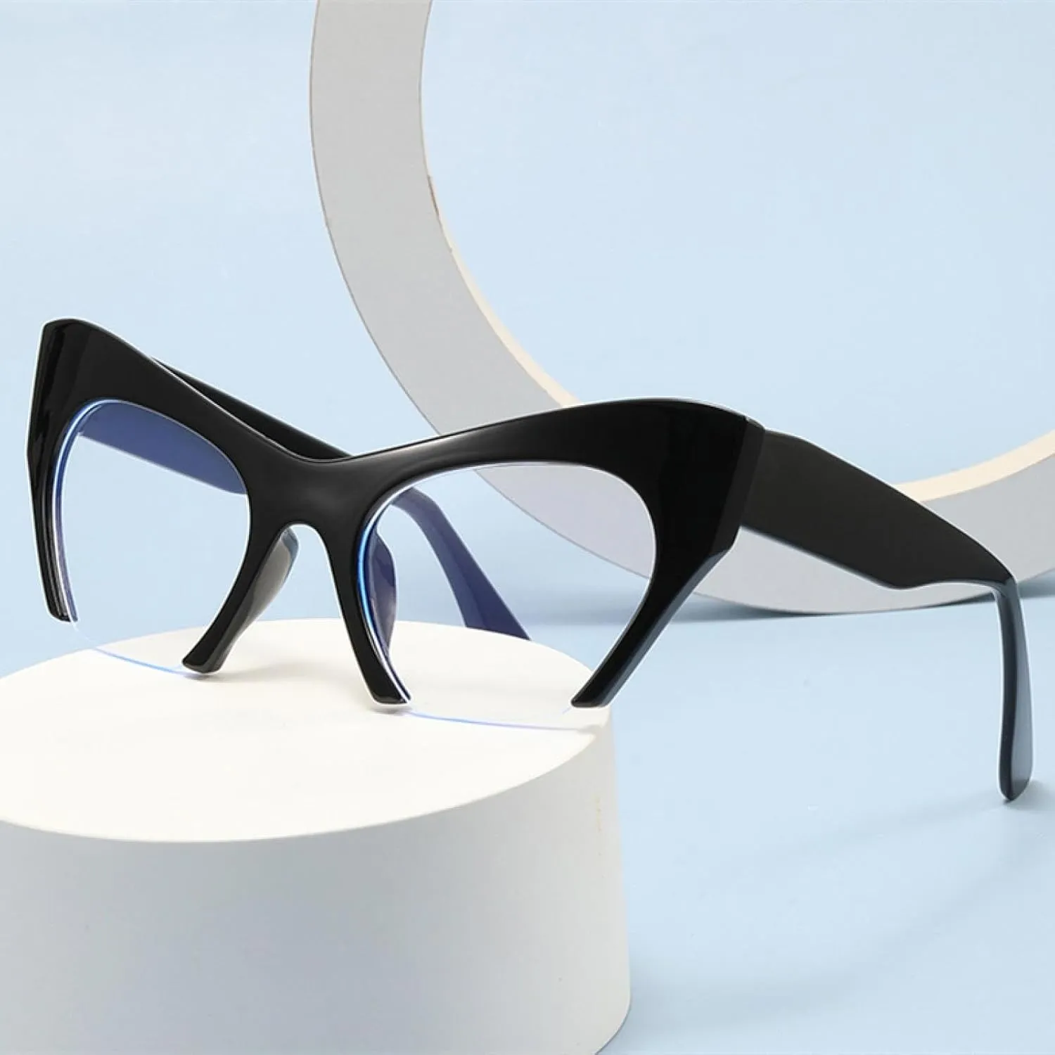 Vintage Cat Eye Clear Glasses Women Fashion Half Frame Transparent Lens