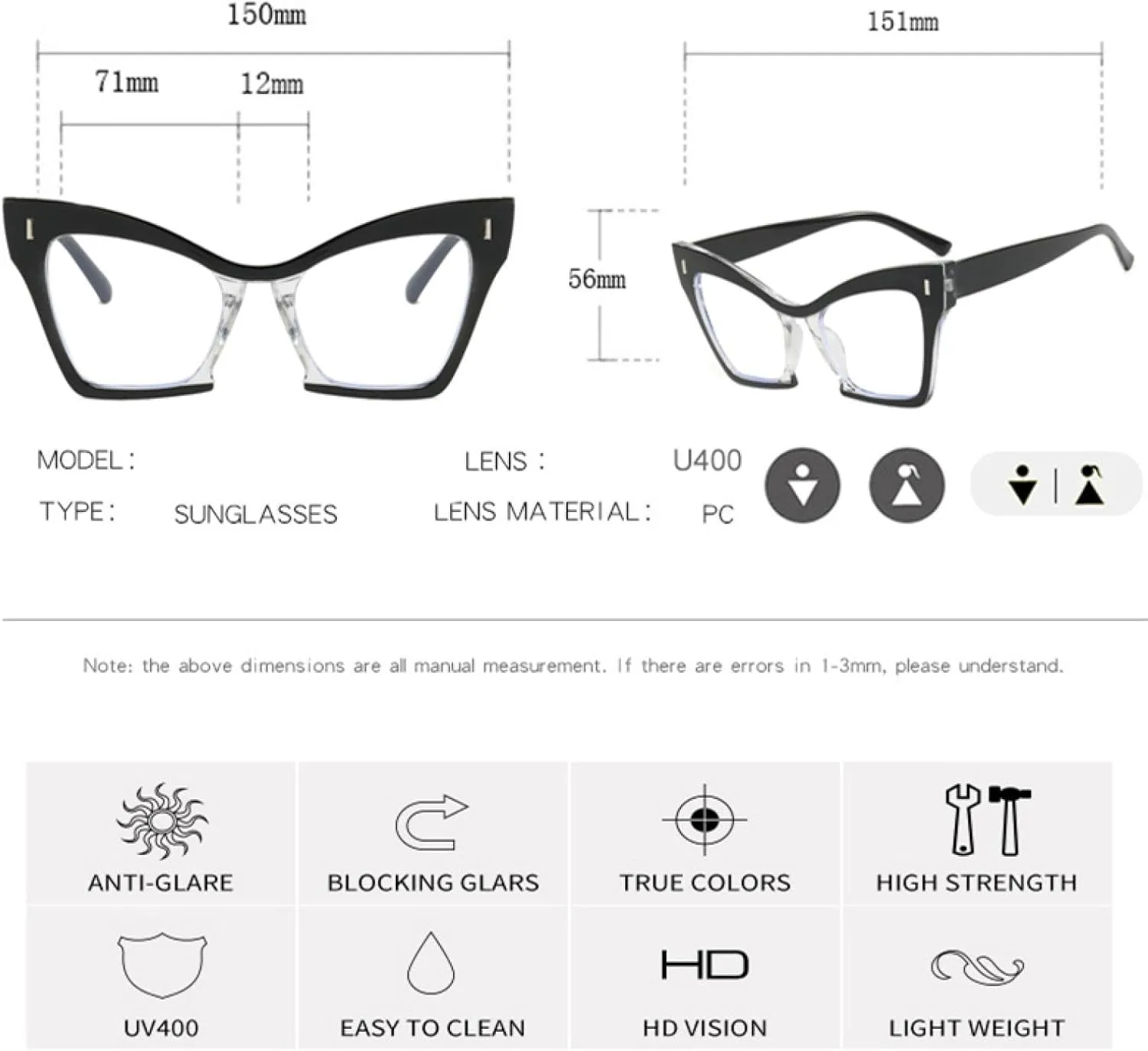 Vintage Cat Eye Glasses Women Fashion Polygon Spectacles Transparent Men Luxury