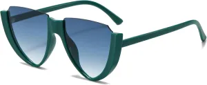 Vintage Half Frame Sunglasses Women Cat Eye Small Black White Red Colorful Transparent Sunglasses Female Male UV400