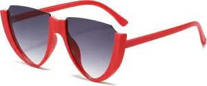 Vintage Half Frame Sunglasses Women Cat Eye Small Black White Red Colorful Transparent Sunglasses Female Male UV400