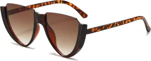 Vintage Half Frame Sunglasses Women Cat Eye Small Black White Red Colorful Transparent Sunglasses Female Male UV400