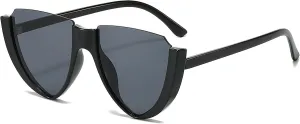 Vintage Half Frame Sunglasses Women Cat Eye Small Black White Red Colorful Transparent Sunglasses Female Male UV400