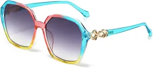 Vintage Sunglasses for Women Transparent Frame Gradient Color Glasses Large Frame
