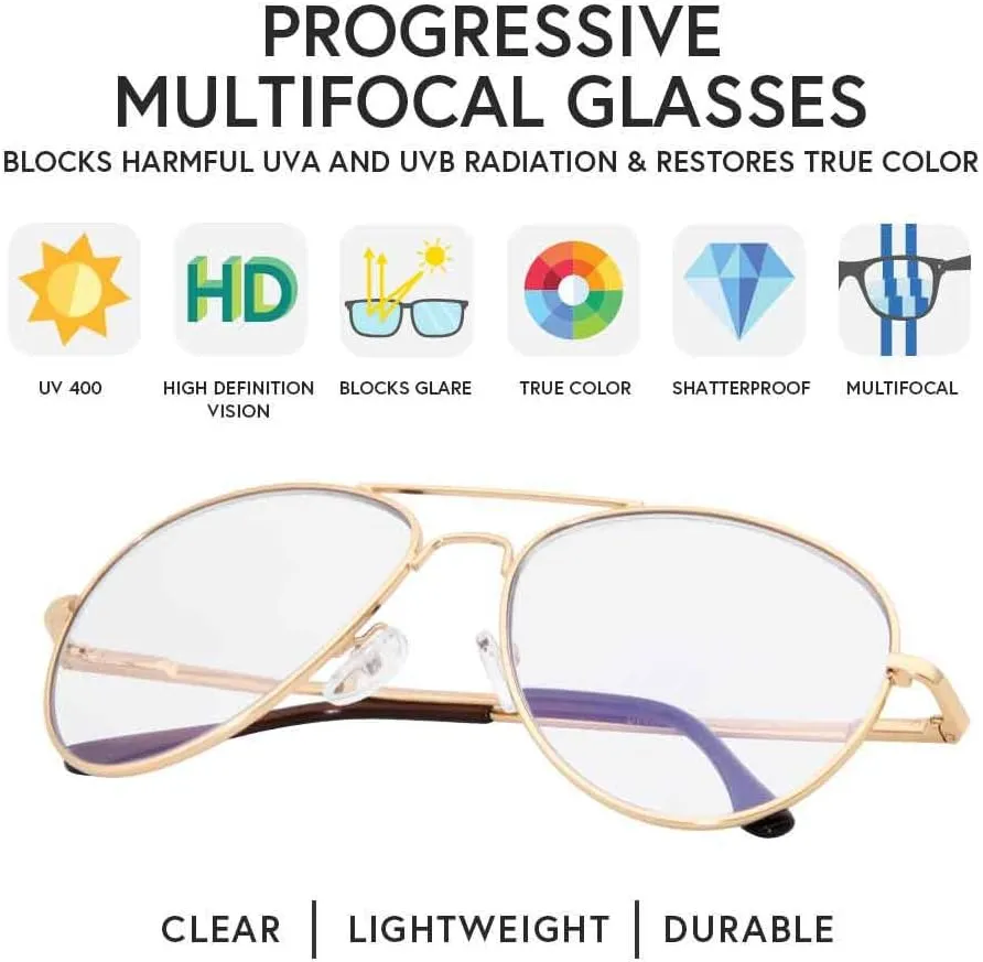 VITENZI Progressive Reading Glasses for Women and Men Multifocal Computer Readers with Blue Light Blocking Lenses Milan