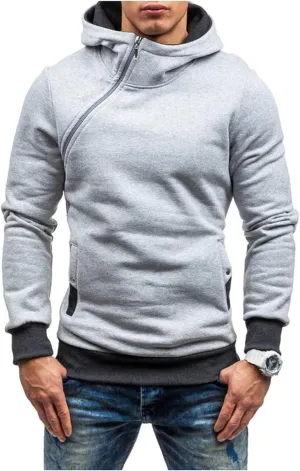 Wankang Hoodies for Men, Men's Slim Fit Side Zip Hoodie Casual Lightweight Gym Athletic Sweatshirt Pullover Hooded Tops