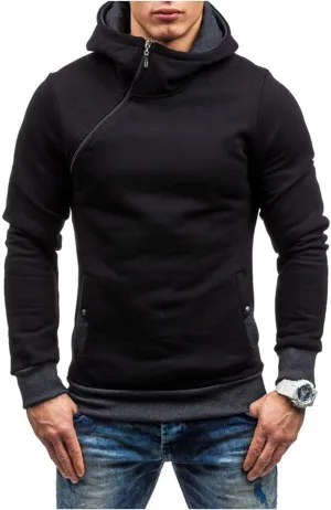 Wankang Hoodies for Men, Men's Slim Fit Side Zip Hoodie Casual Lightweight Gym Athletic Sweatshirt Pullover Hooded Tops