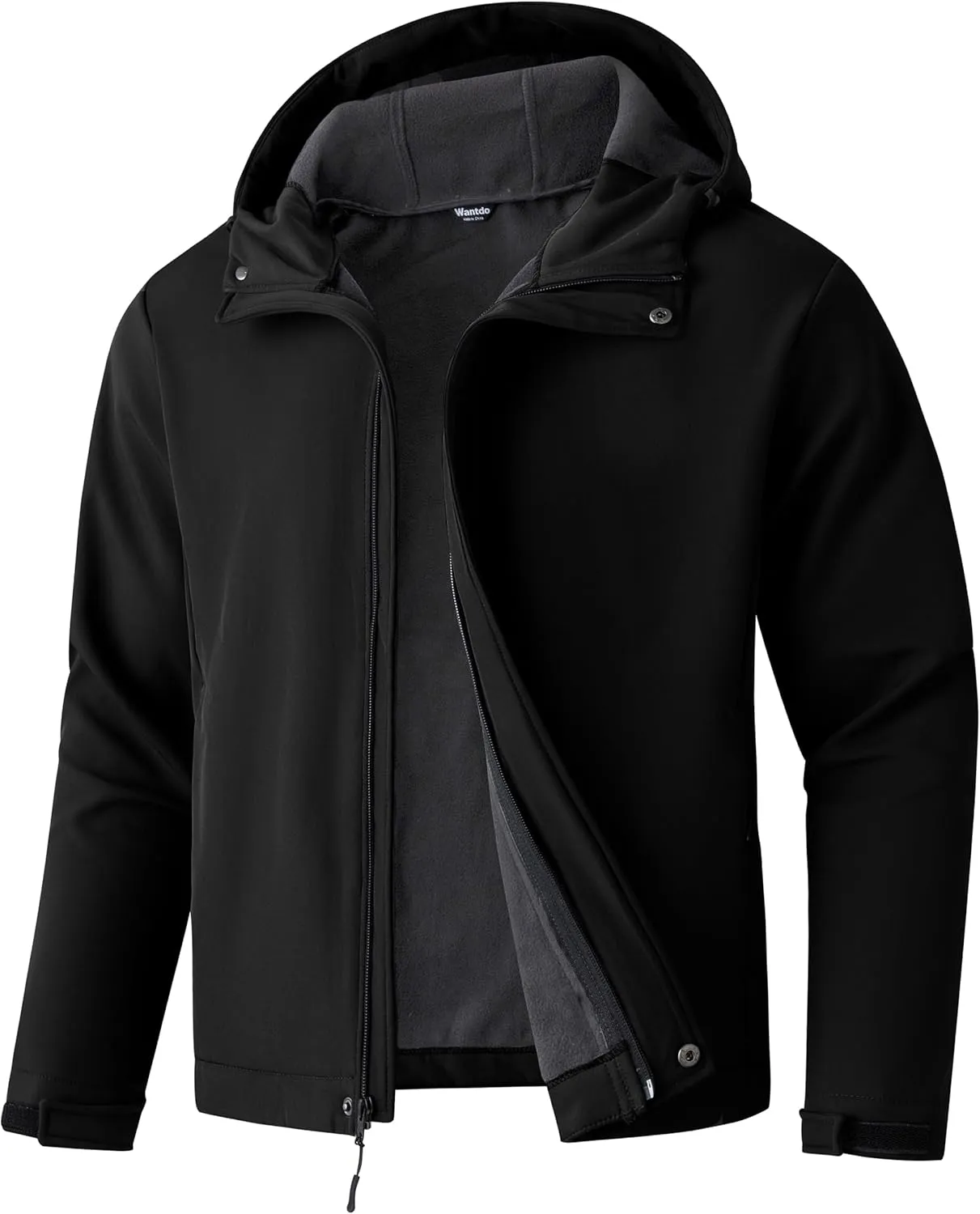 wantdo Men's Lightweight Softshell Jackets Warm Fleece Lined Jacket Waterproof Hood Jackets