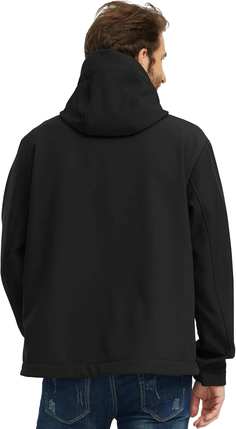 wantdo Men's Lightweight Softshell Jackets Warm Fleece Lined Jacket Waterproof Hood Jackets