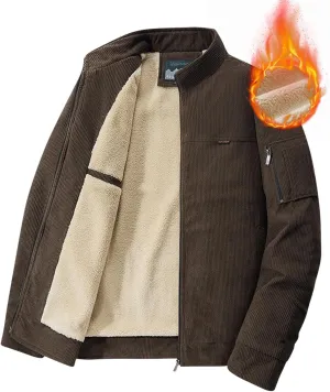 Warm Winter Jackets For Men Casual Stylish Sherpa Fleece Lined Thermal Bomber Coats Vintage Cargo Work Trucker Jacket