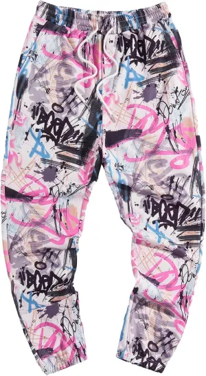 WDIRARA Men's Floral Letter Graphic Print Drawstring Waist Tie Front Sweatpants