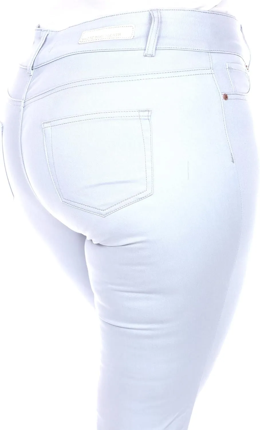 white mark Women's Plus Size Super Stretch High Rise Denim Capri Jeans