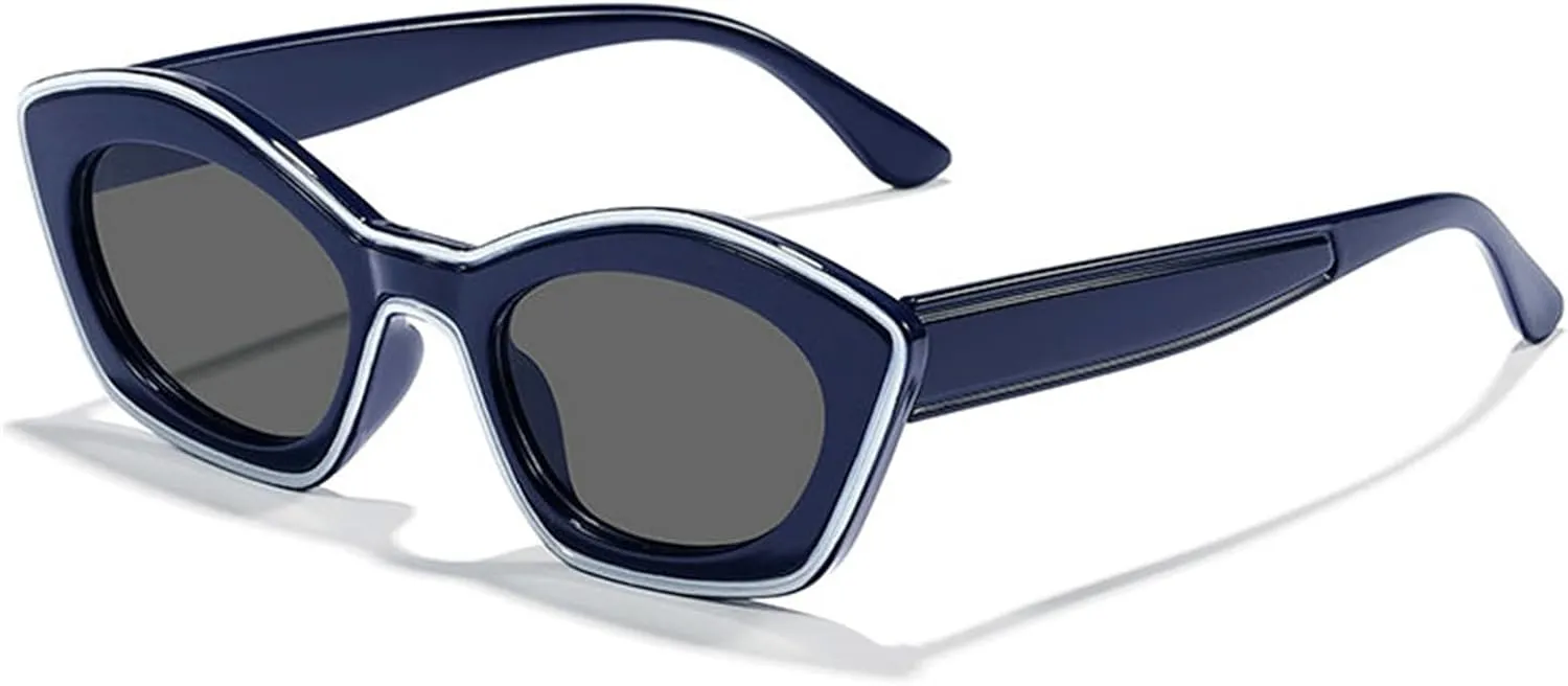 willochra Retro Oval Butterfly Sunglasses for Women Vintage 90s Cat Eye Sun Glasses Trendy Small Oval Cateye Line Shades