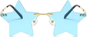 willochra Rimless Star shape Sunglasses Transparent Sun Glasses for women/men Party glasses Super Cute pentagram eyewears
