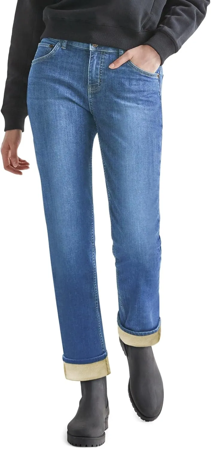 Women Fleece Lined Jeans Women's High Waisted Straight Leg Jeans Winter Fleece Lined Jean Pants