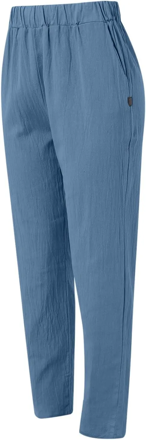 Women High Waisted Wide Leg Pants Fashion Drawstring Elastic Trousers Comfy Straight Leg Long Pants with 2XL Pant