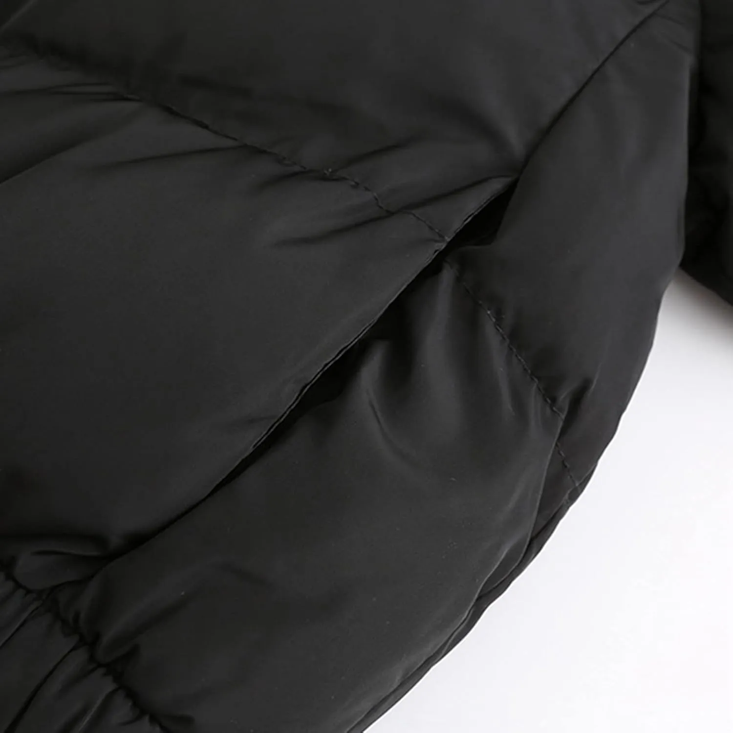 Womens Cropped Puffer Jacket Zip Up Winter Short Quilted Jackets Sherpa Lined Warm Bubble Coat with Faux Fur Hood