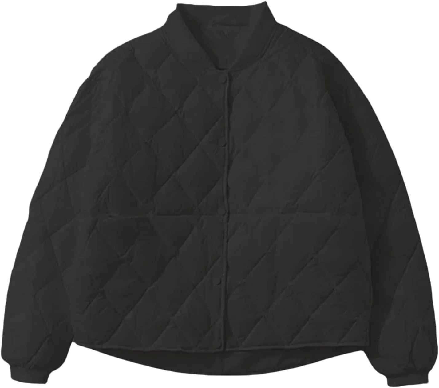Women's Diamond Quilted Bomber Jacket Lightweight Button Down Cropped Loose Padded Coat Winter Casual Warm Outerwear
