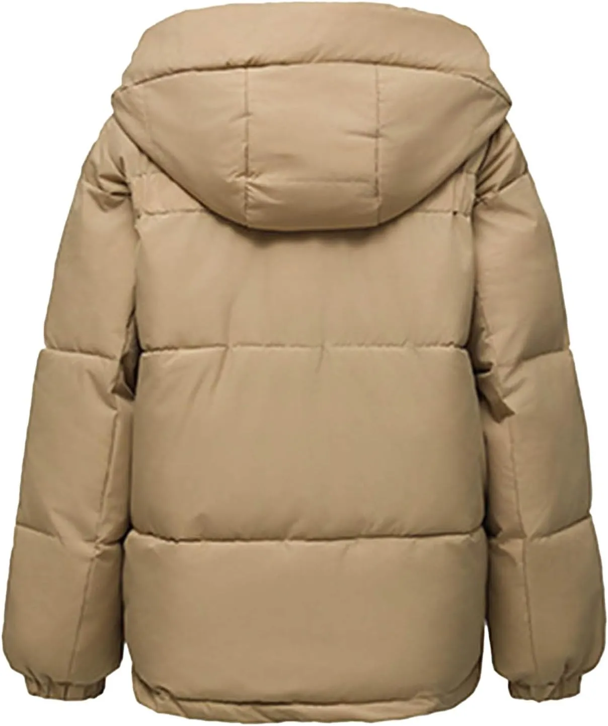 Women's Down Jackets Full Zip Up Baggy Puffer Coat Long Sleeve Winter Warm Coats Hooded Solid Color Parka Jacket