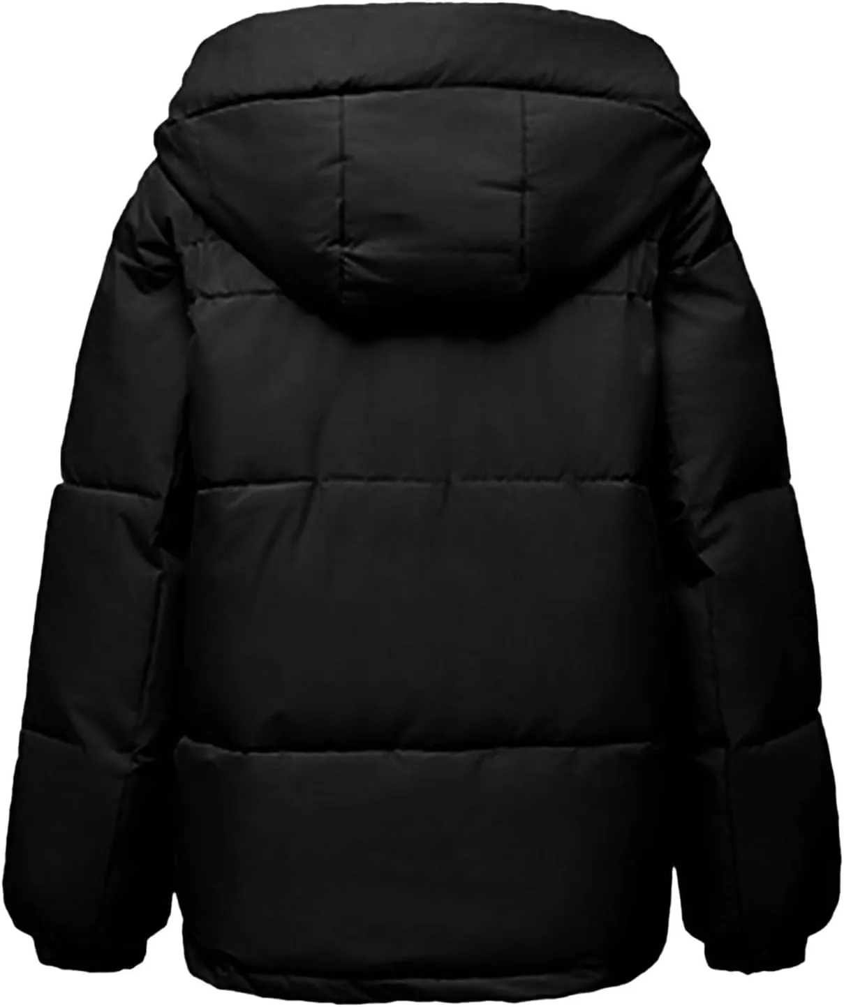 Women's Down Jackets Full Zip Up Baggy Puffer Coat Long Sleeve Winter Warm Coats Hooded Solid Color Parka Jacket