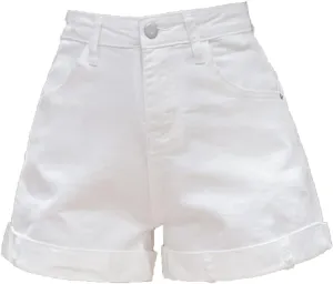 Women's High Waisted Denim Shorts Summer Stretchy Folded Hem Jeans Shorts Elastic Casual Short Jeans