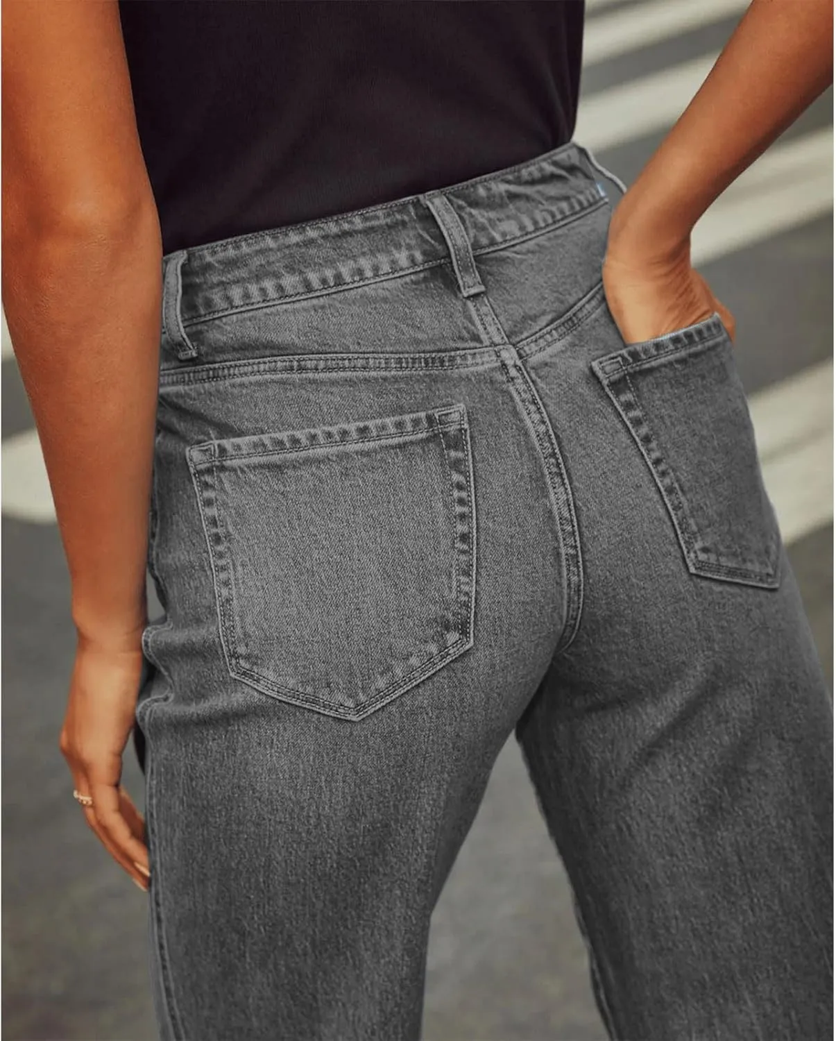 Women's High Waisted Wide Leg Jeans Stretchy Baggy Straight Loose Jeans Casual Washed Denim Mom Pants