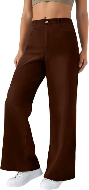 Women's Jeans High Waisted Straight Leg Stretchy Jeans Trendy Welt Pockets Loose Wide Leg Zimbaplatinum Denim Pants