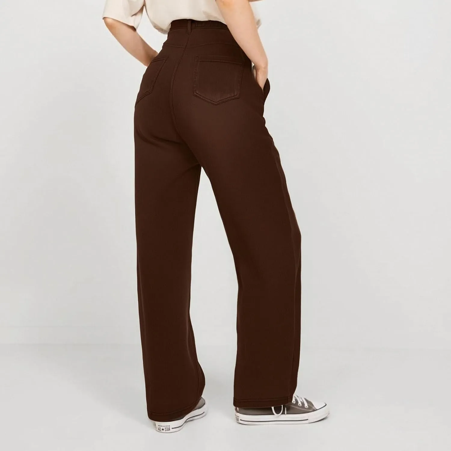 Women's Jeans High Waisted Straight Leg Stretchy Jeans Trendy Welt Pockets Loose Wide Leg Zimbaplatinum Denim Pants