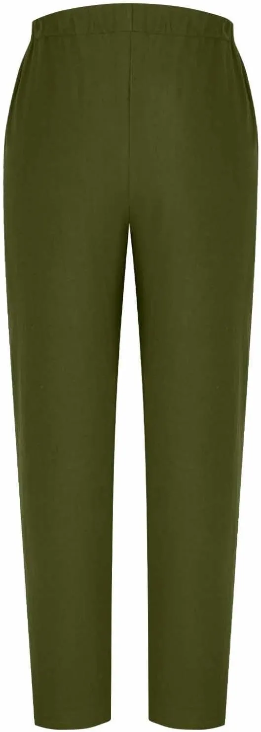 Womens Joggers Pants High Rise Elastic Waist Pants Side Button Straight Leg Trousers Casual Sweatpants with Pockets