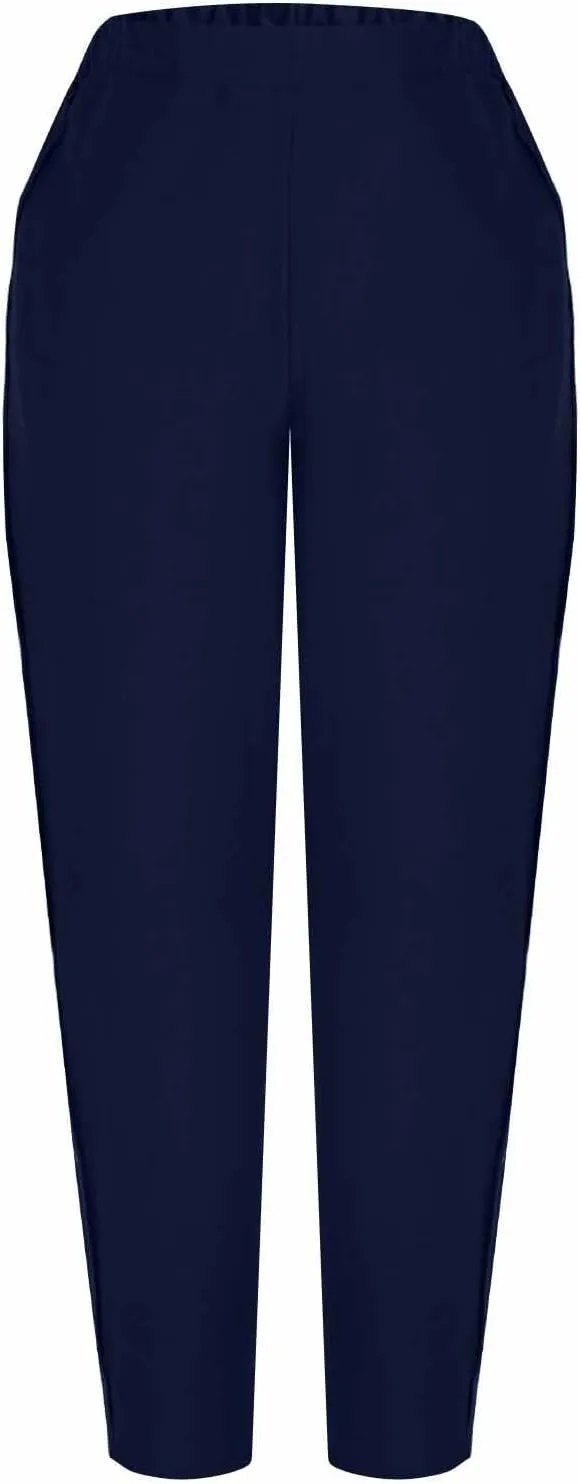 Womens Joggers Pants High Rise Elastic Waist Pants Side Button Straight Leg Trousers Casual Sweatpants with Pockets