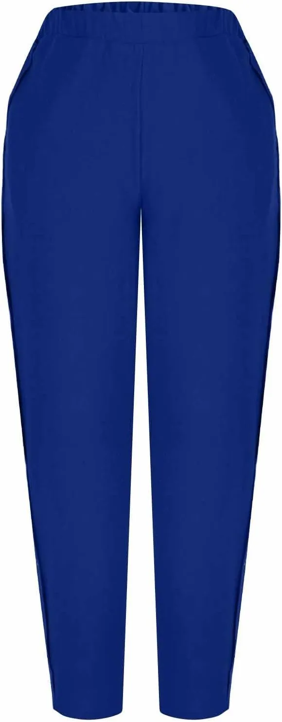 Womens Joggers Pants High Rise Elastic Waist Pants Side Button Straight Leg Trousers Casual Sweatpants with Pockets