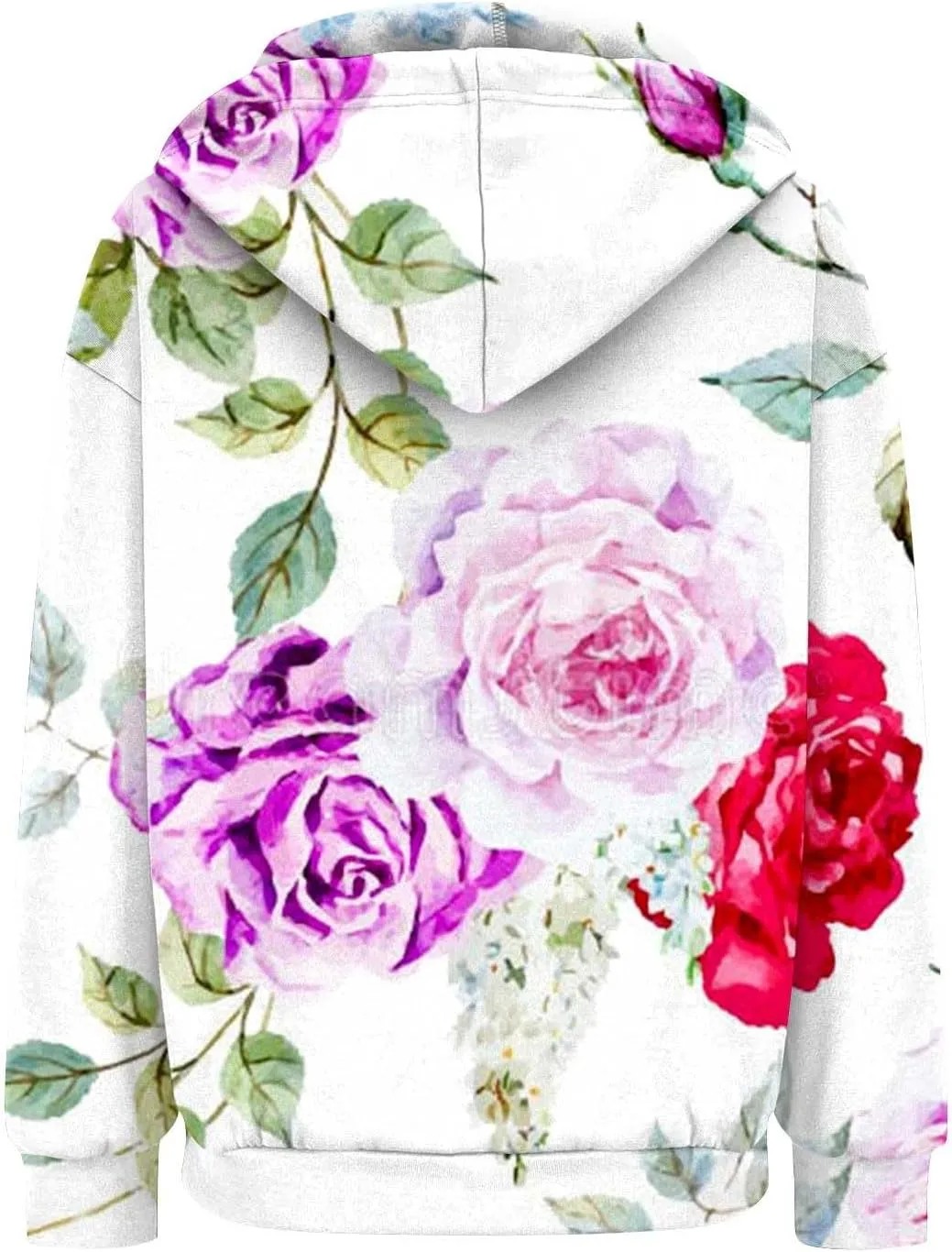 Women's Oversized Hoodies Sweatshirts Casual Full Zip Up Long Sleeve Floral Hooded Jackets 2024 Fall Fashion Outfits