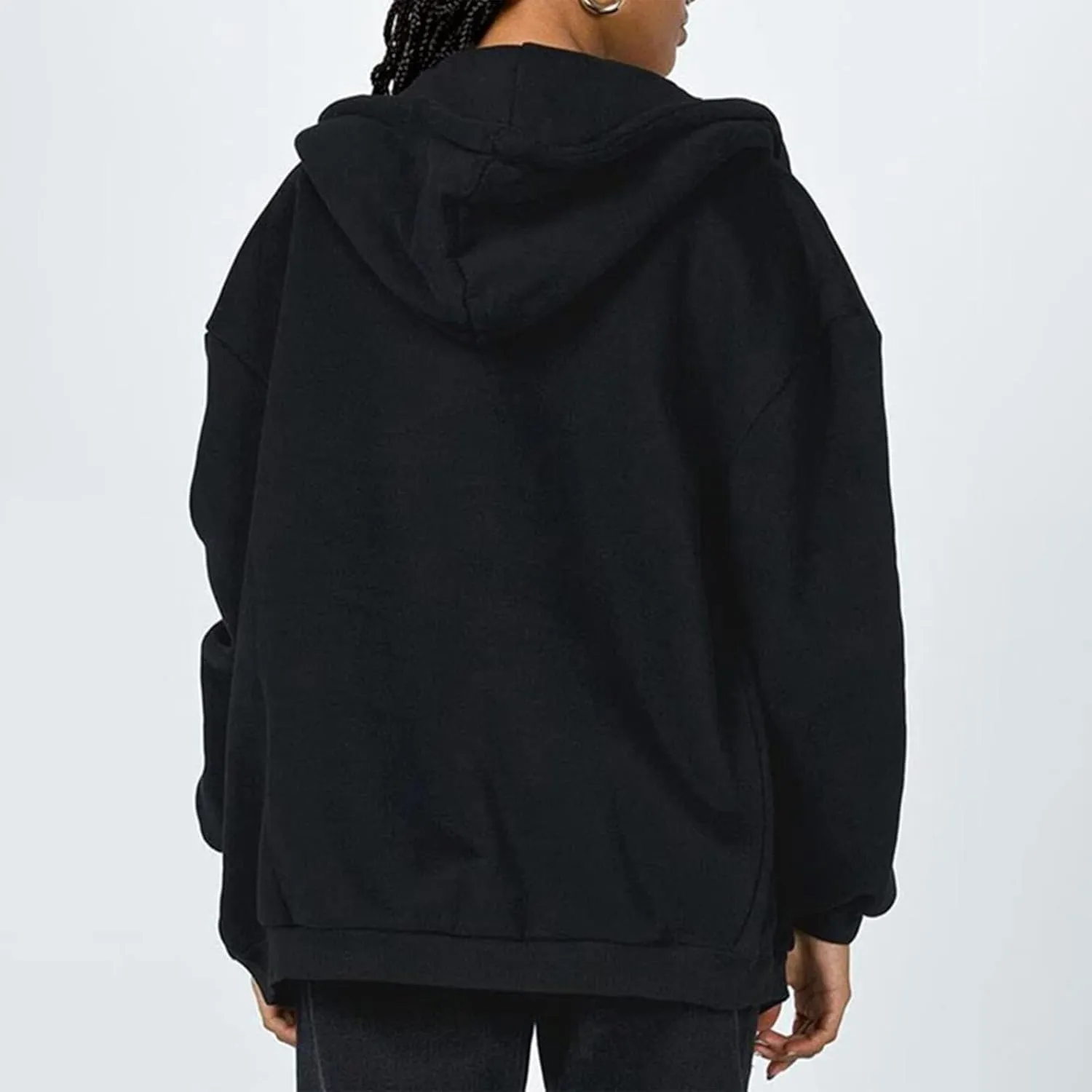 Women's Oversized Sweatshirts Casual Y2K Full Zip Hoodies Long Sleeve 2024 Fall Loose Fit Hooded Jackets with Pockets