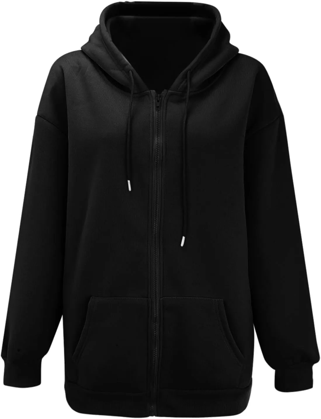 Women's Oversized Sweatshirts Casual Y2K Full Zip Hoodies Long Sleeve 2024 Fall Loose Fit Hooded Jackets with Pockets