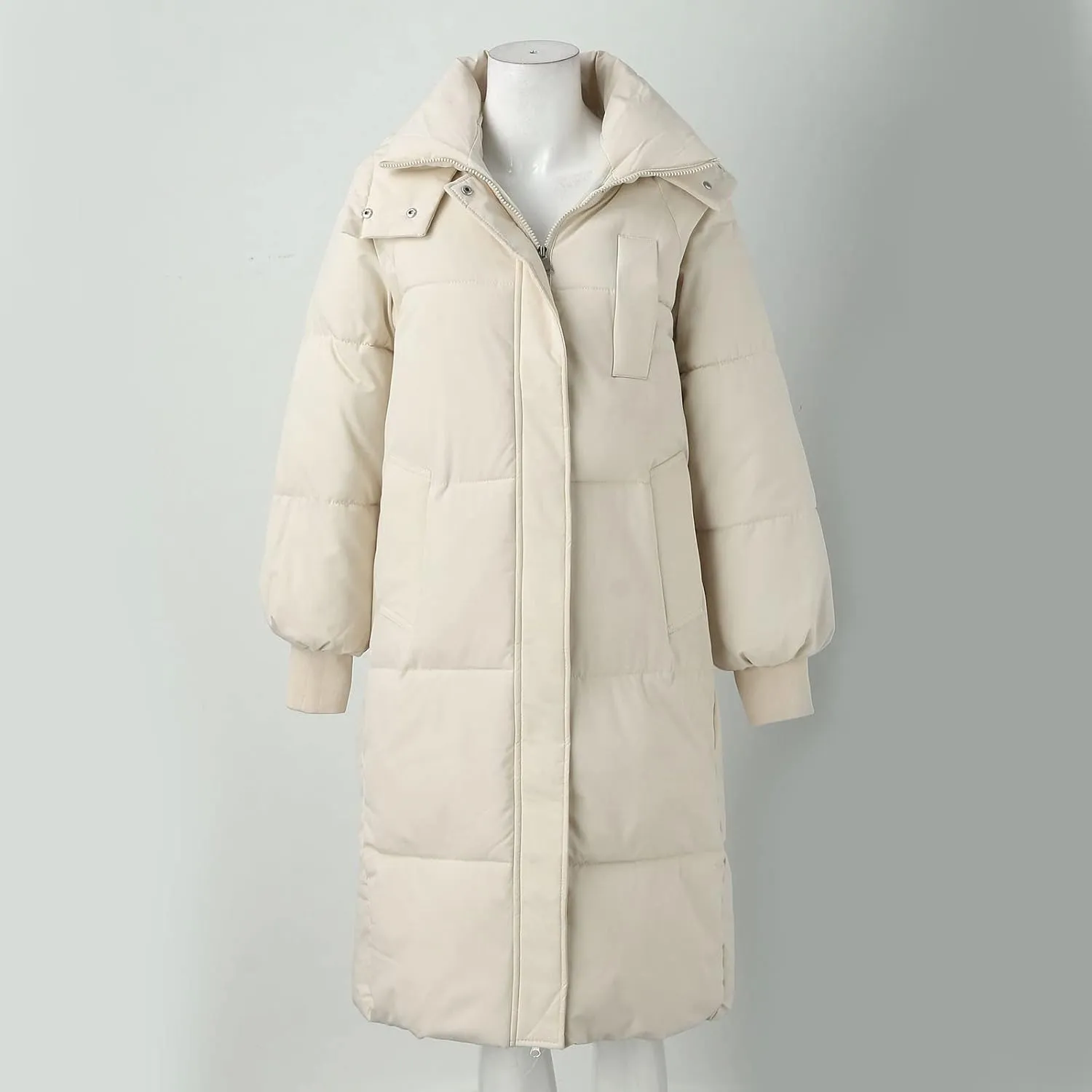 Women's Padded Cotton Jacket Trendy Bubble Jacket 2023 Winter Loose Solid Color Dolman Sleeve Casual Puffer Coat Warm