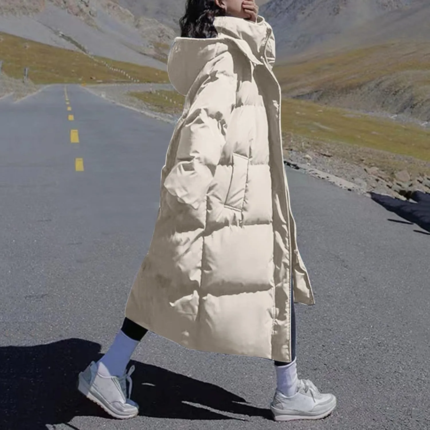 Women's Padded Cotton Jacket Trendy Bubble Jacket 2023 Winter Loose Solid Color Dolman Sleeve Casual Puffer Coat Warm