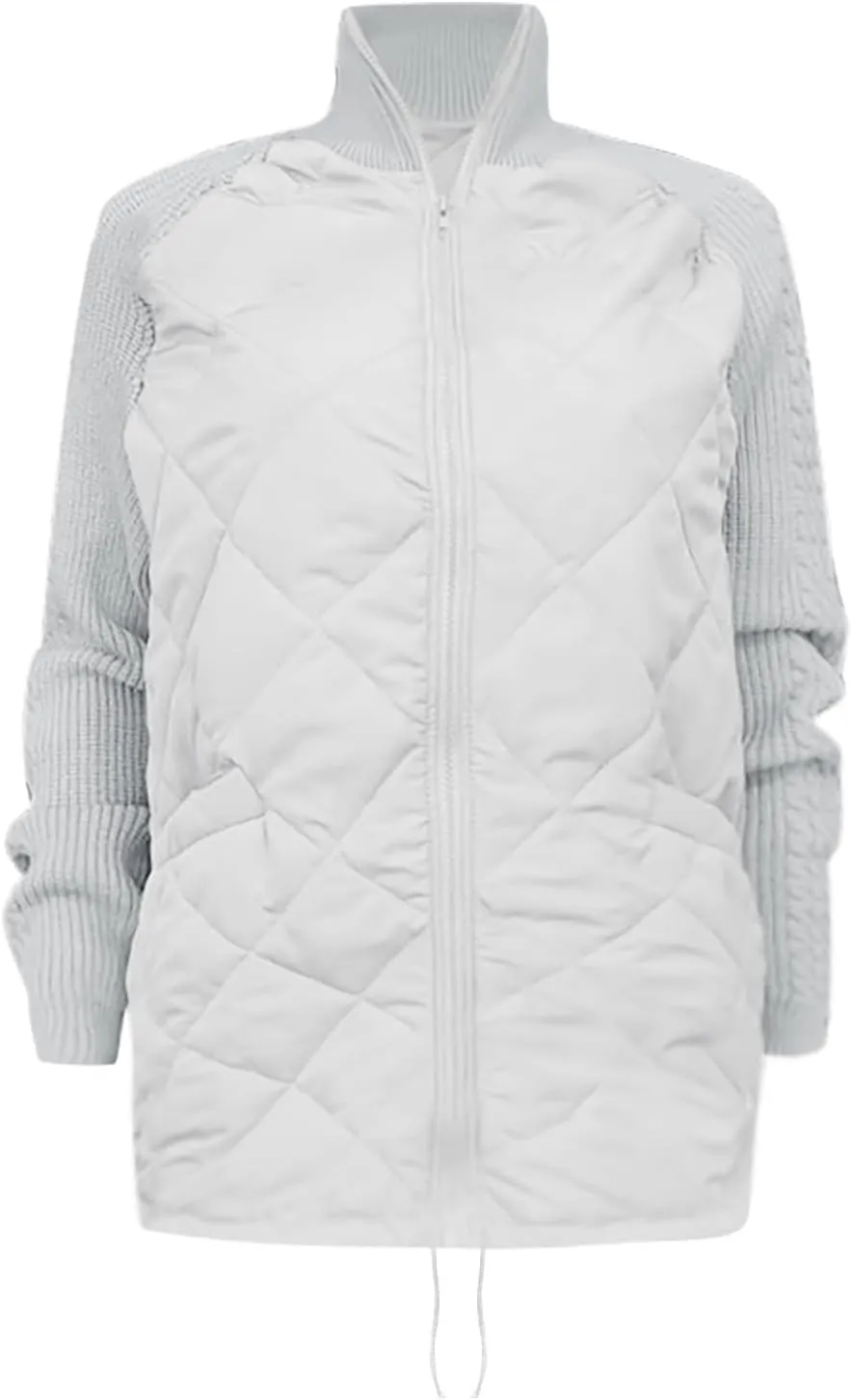 Womens Puffer Jacket Lightweight Knit Patchwork Zip Up Long Sleeve Quilted Jackets Warm Winter Outerwear 2024