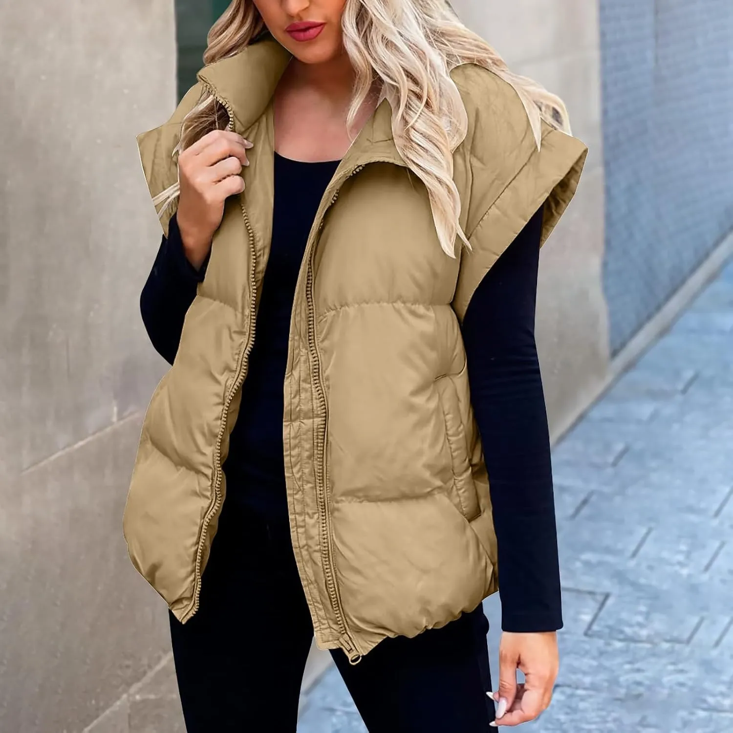 Womens Puffer Vest One Morality Warm V Neck Thin Down Vest Inside Hooded Puffer Vest Women'S Outerwear Vests Zip Up