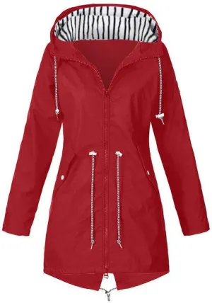Womens Rain Jacket Raincoat Windbreaker Zipper Hoodies Raincoats Waterproof Lightweight Outdoor Rain Coats with Pocket