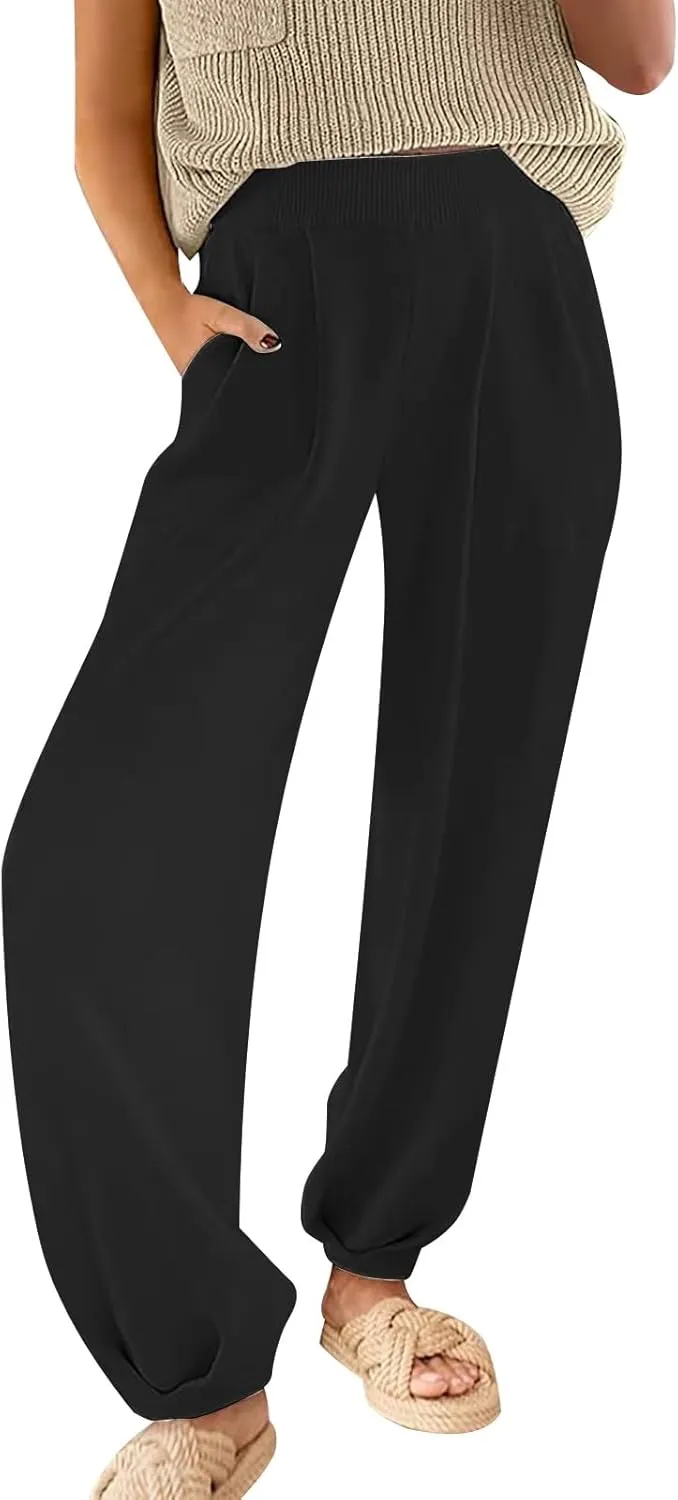 Womens Slacks Baggy Straight Leg Sweatpants High Rise Travel Pants Track Pants Comfy Long Pants Athletic Trousers