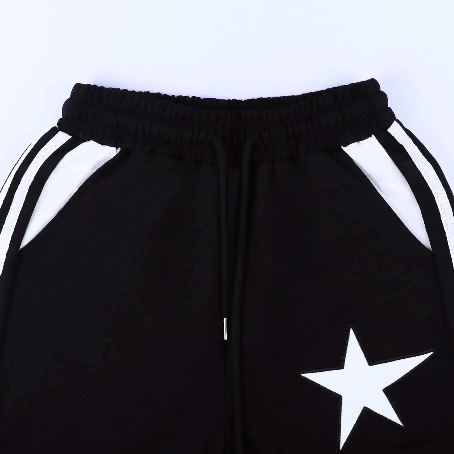 Womens Sporty Side Striped Joggers Drawstring Waist Y2K Star Baggy Sweatpants with Pockets