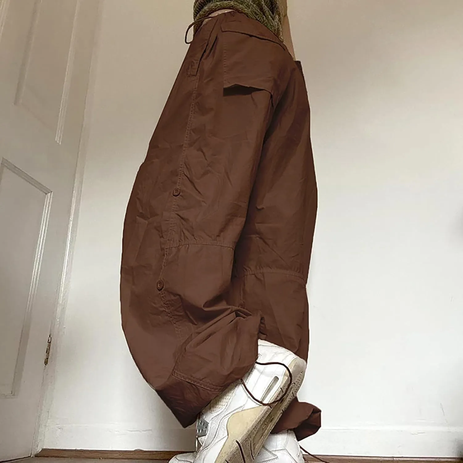 Women's Y2k Cargo Pants Casual Straight Leg High Rise Baggy Joggers Trousers with Multiple Pockets Streetwear