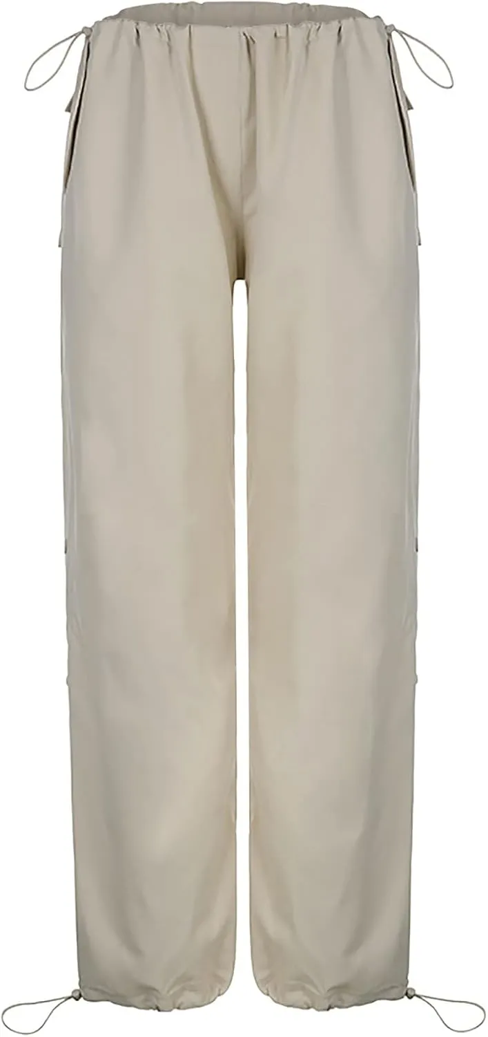 Women's Y2k Cargo Pants Casual Straight Leg High Rise Baggy Joggers Trousers with Multiple Pockets Streetwear