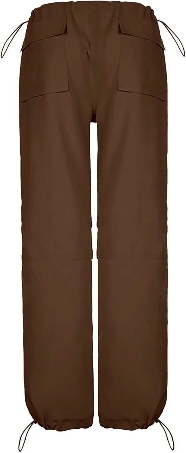 Women's Y2k Cargo Pants Casual Straight Leg High Rise Baggy Joggers Trousers with Multiple Pockets Streetwear