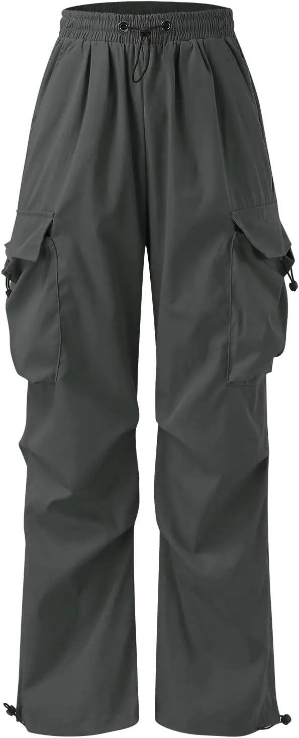Women's Y2k Cargo Pants Casual Straight Leg High Rise Baggy Joggers Trousers with Multiple Pockets Streetwear